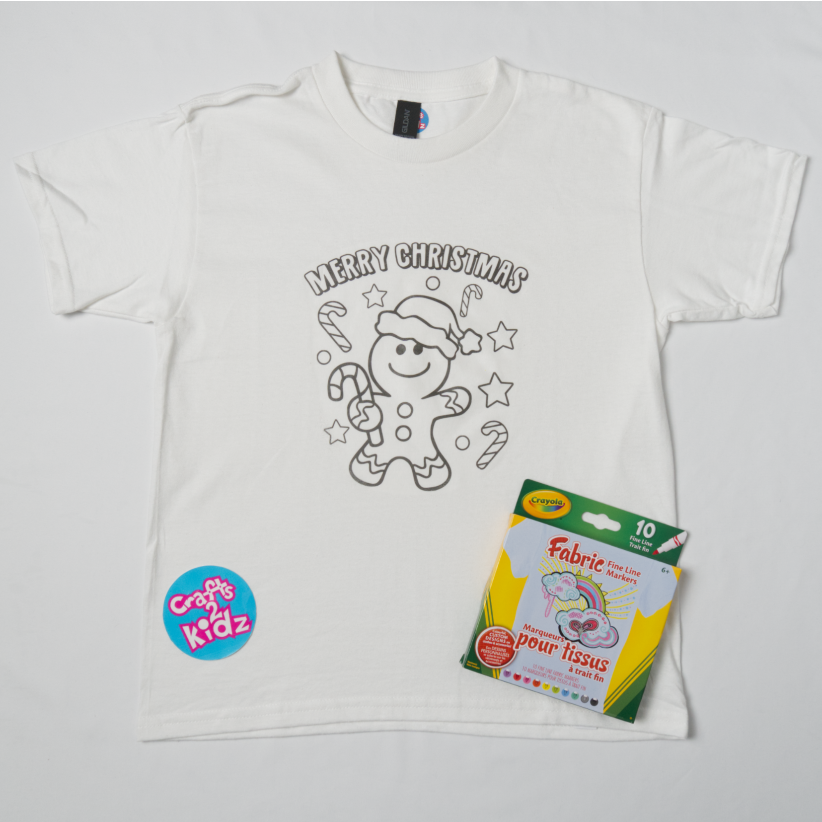Gingerbread-man Holiday Colour T-shirt with markers