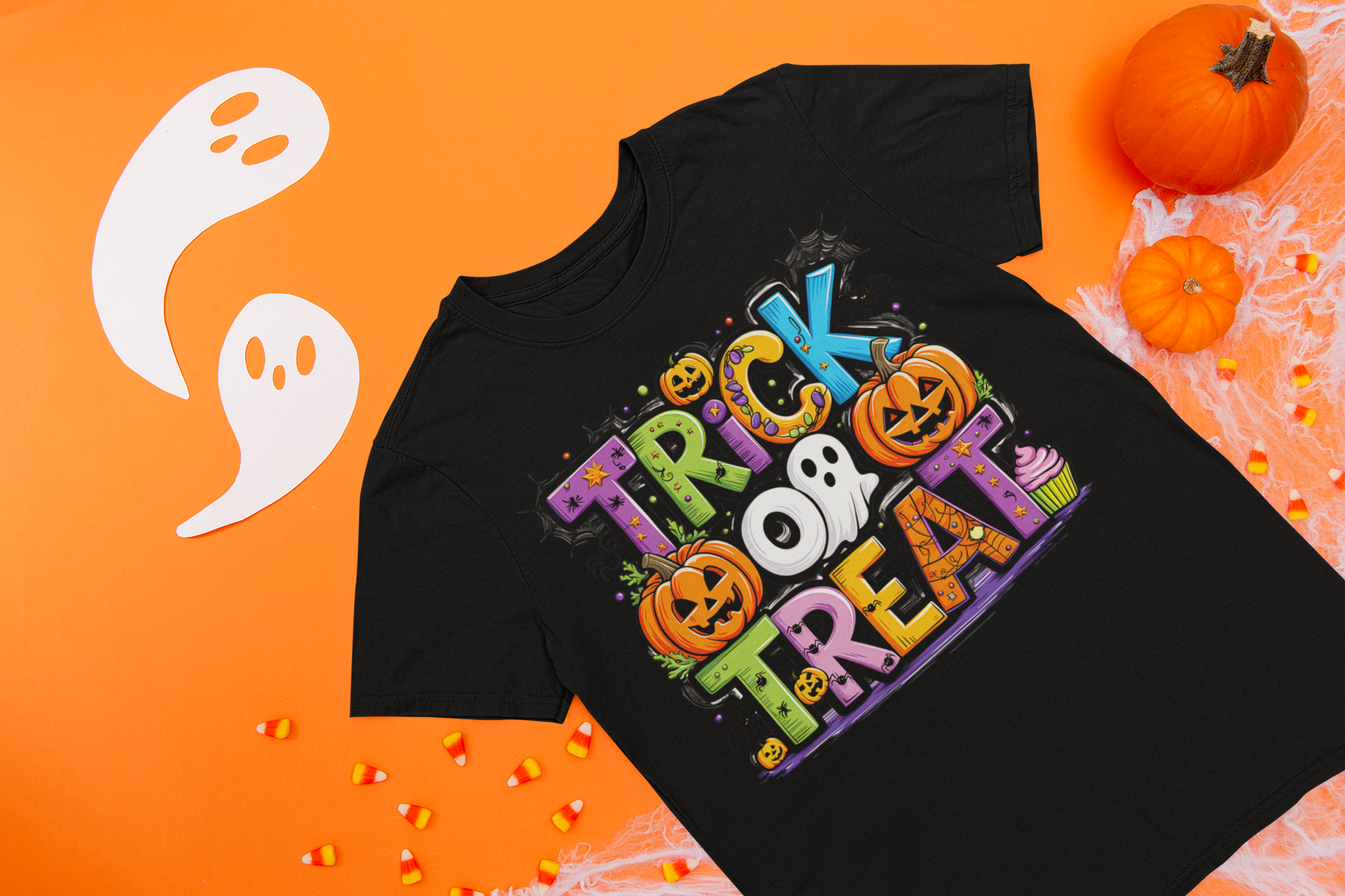 Short sleeve trick or treat halloween t-shirt